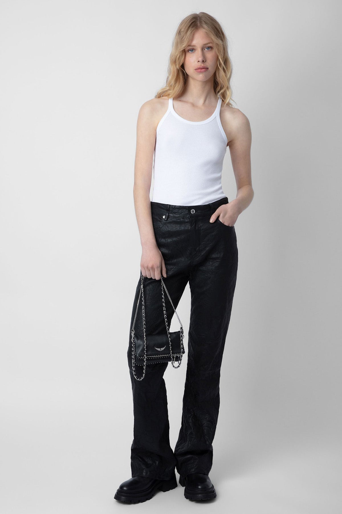 Zadig & Voltaire Geniş Yuvarlak Yaka Kolsuz T-shirt-Libas Trendy Fashion Store