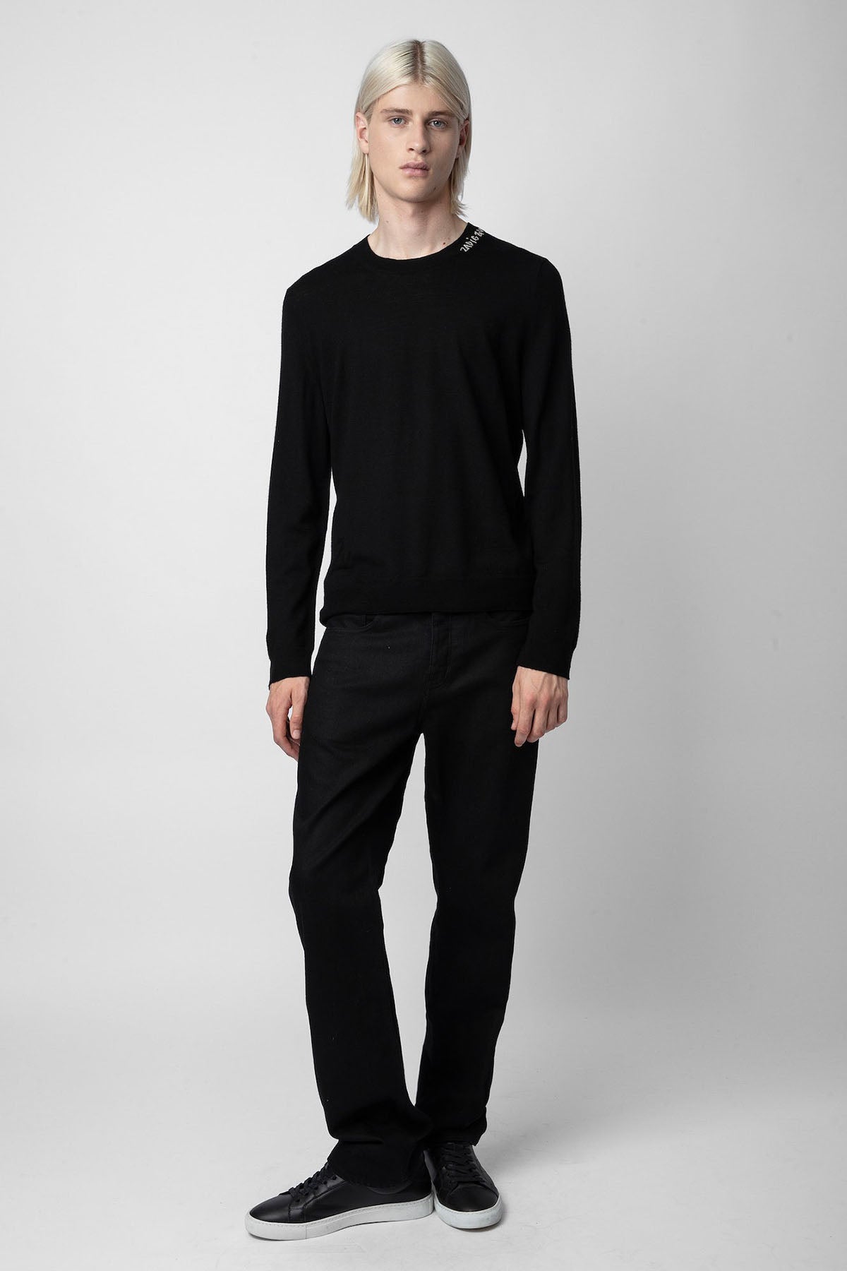 Zadig & Voltaire Yuvarlak Yaka Logolu İnce Örgü Yün Triko-Libas Trendy Fashion Store