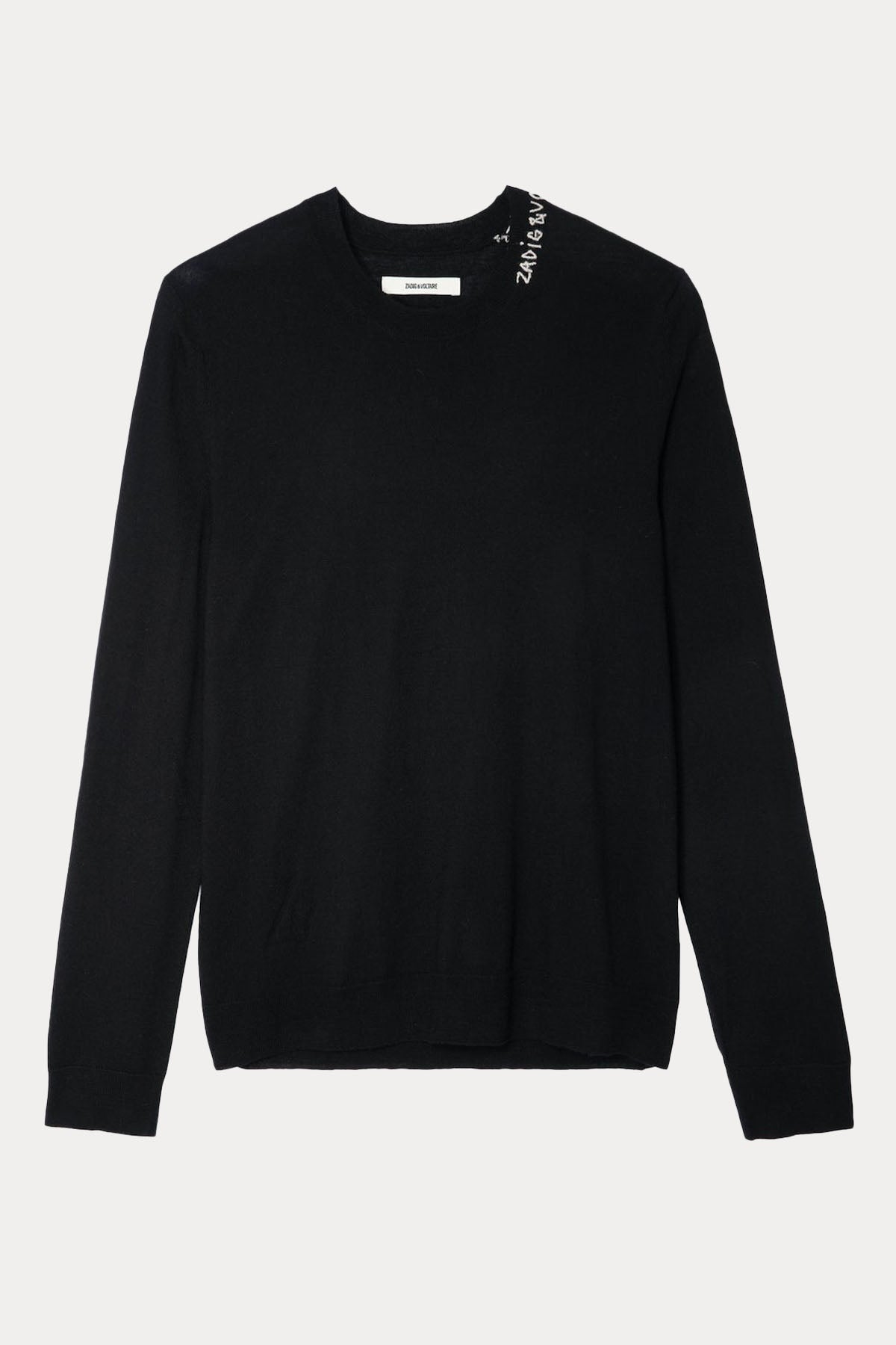 Zadig & Voltaire Yuvarlak Yaka Logolu İnce Örgü Yün Triko-Libas Trendy Fashion Store