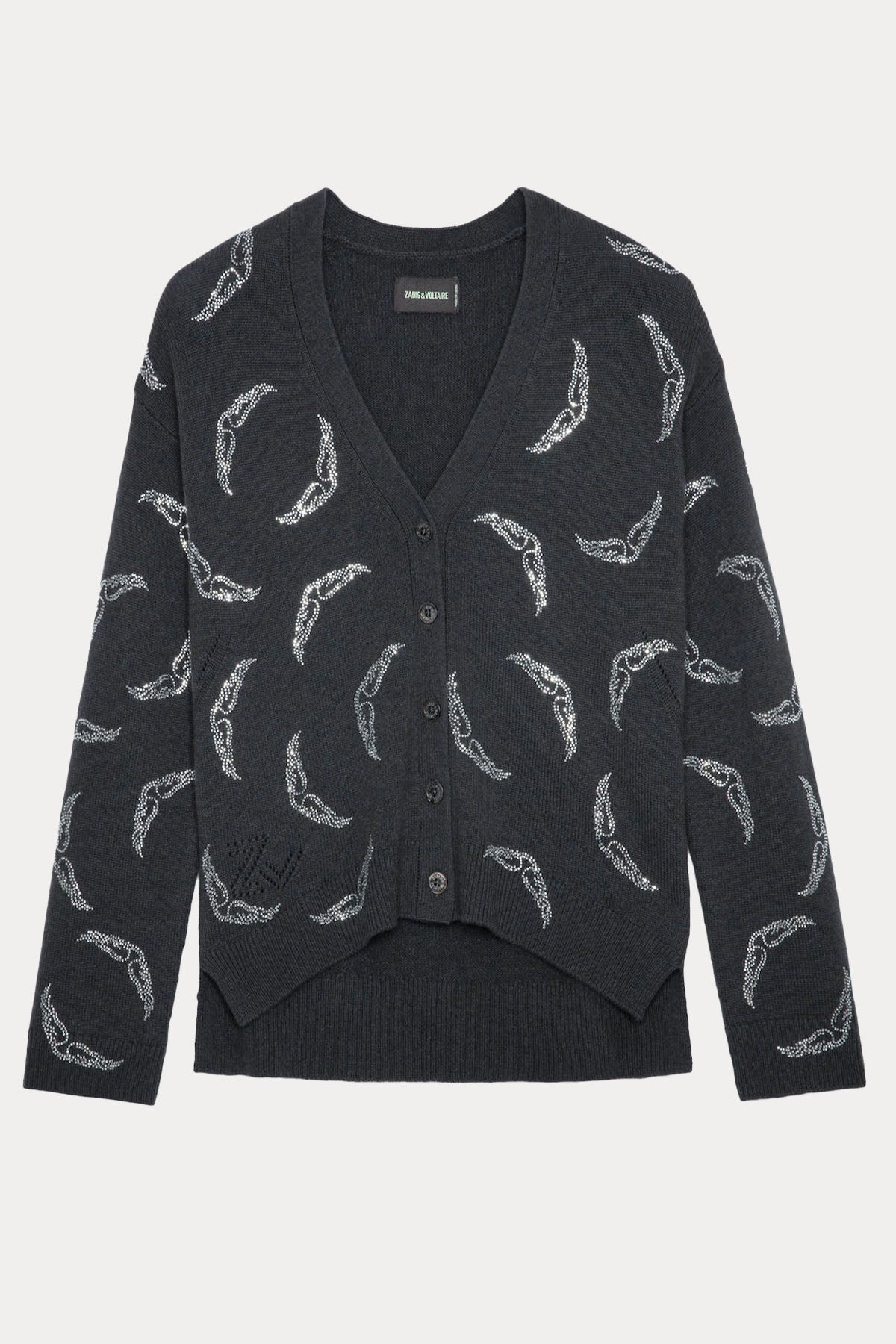 Zadig & Voltaire V Yaka Logolu Örgü Kaşmir Triko Ceket-Libas Trendy Fashion Store
