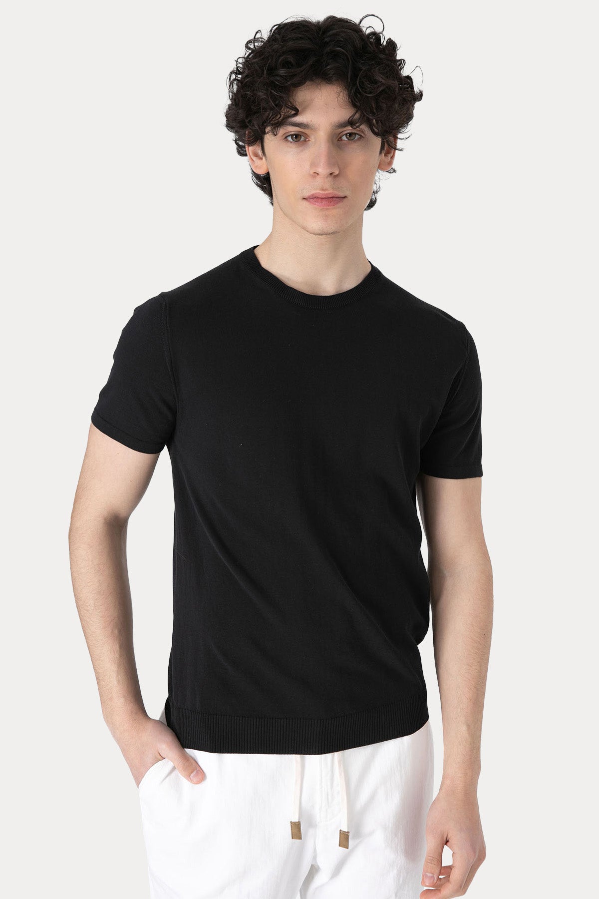 Manifattura Yuvarlak Yaka İnce Örgü T-shirt-T-shirt-Libas