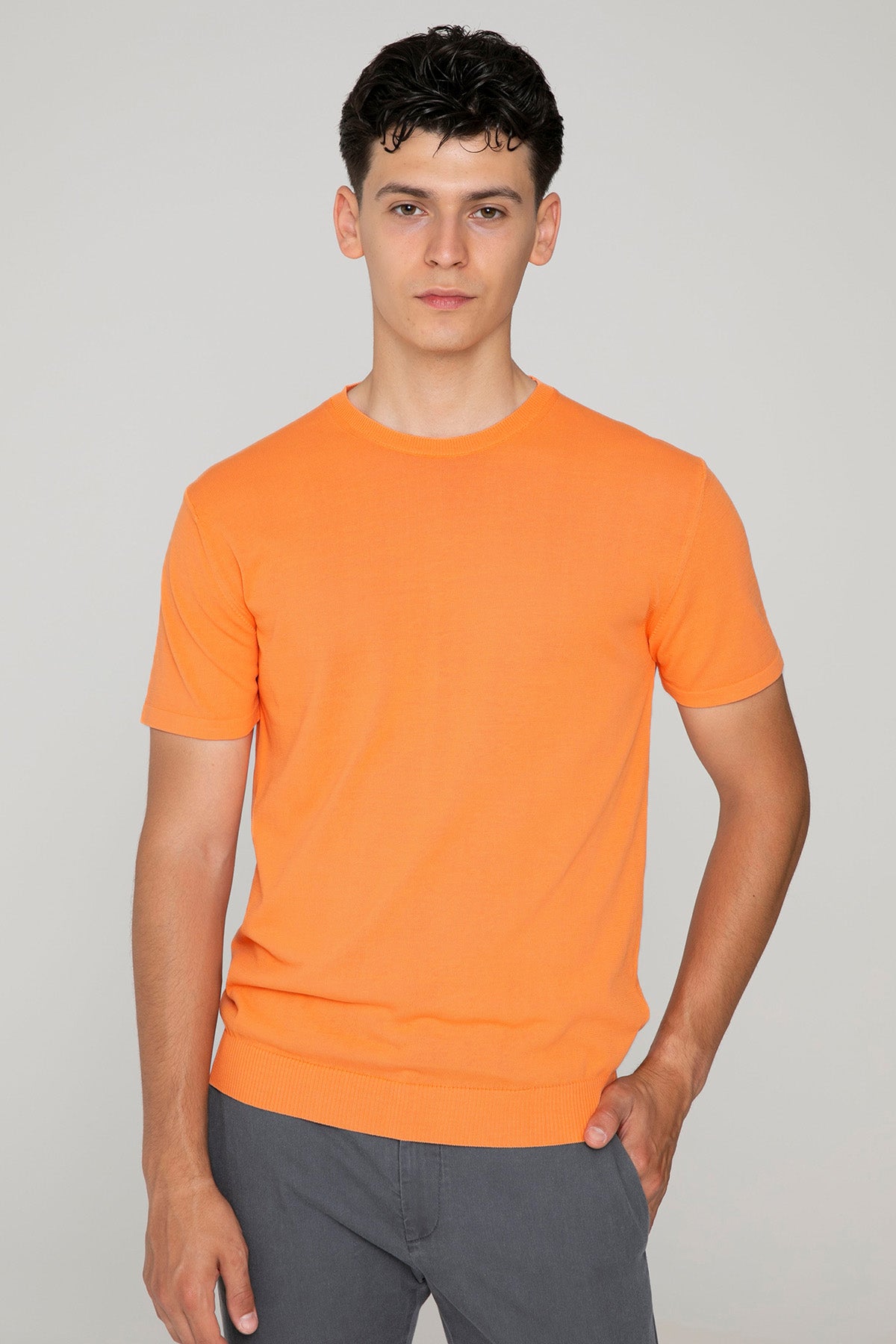 Manifattura Yuvarlak Yaka İnce Örgü T-shirt