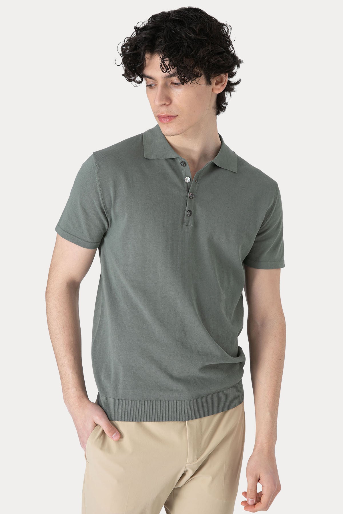 Manifattura İnce Örgü Polo Yaka T-shirt