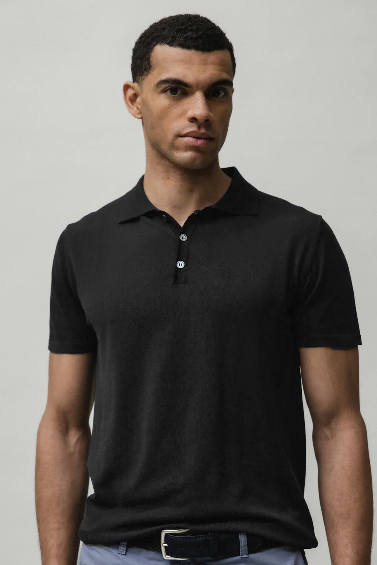 Manifattura İnce Örgü Polo Yaka T-shirt-T-shirt-Libas