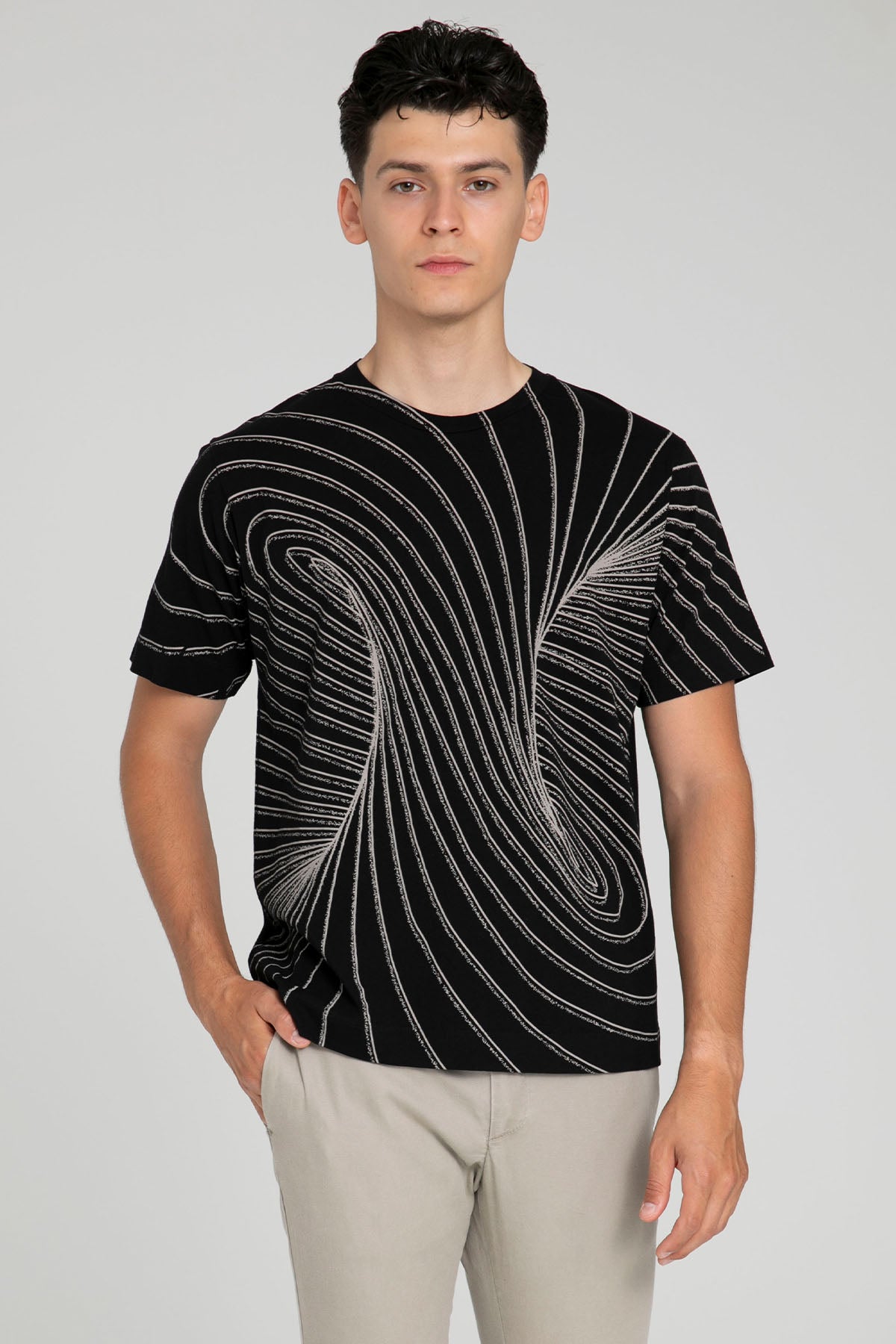 Manifattura Yuvarlak Yaka Desenli T-shirt