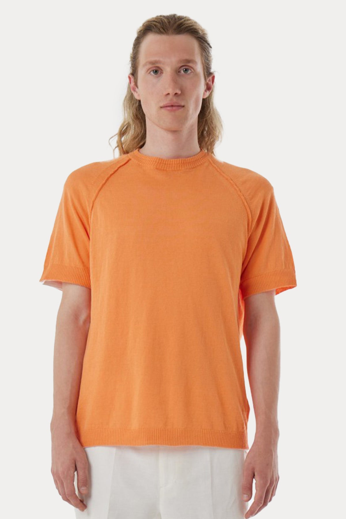 Manifattura Yuvarlak Yaka İnce Örgü Keten Triko