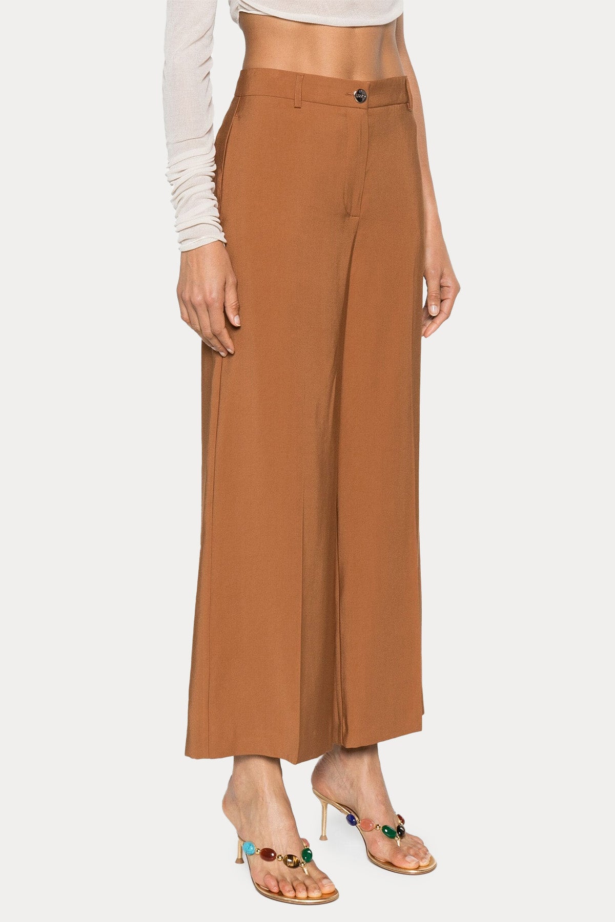 Liu Jo Yüksek Bel Geniş Crop Paça Pantolon-Pantolon-Libas