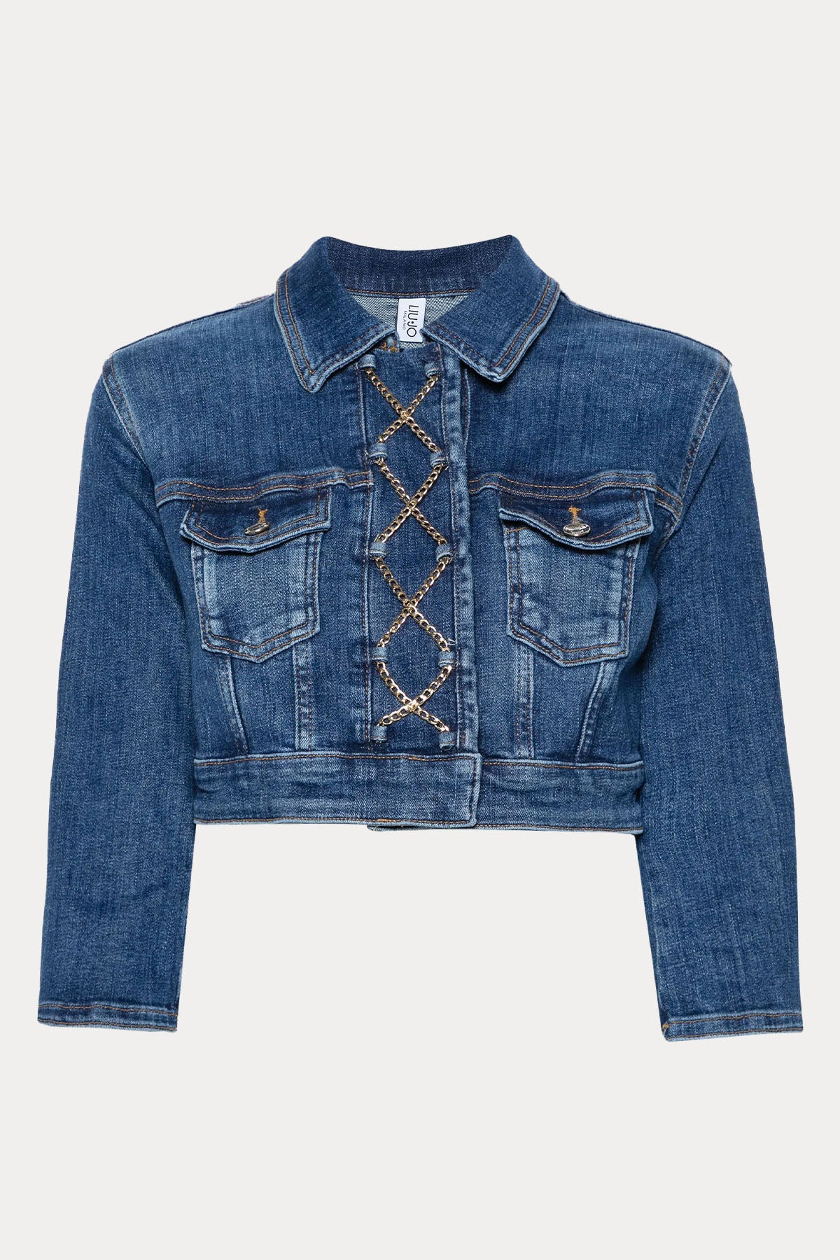 Liu Jo Zincir Aksesuarlı Crop Denim Ceket