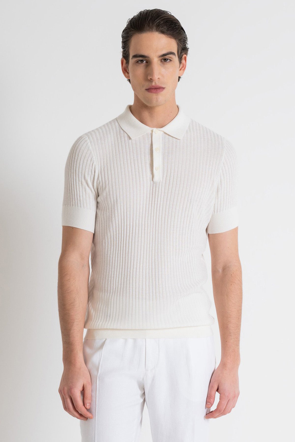 Antony Morato Slim Fit Keten Örgü Polo Yaka T-shirt-T-shirt-Libas