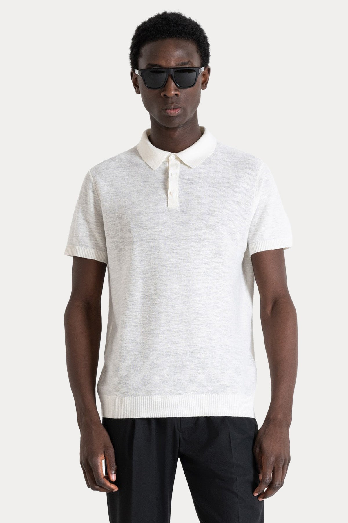 Antony Morato Regular Fit Keten Örgü Polo Yaka T-shirt-T-shirt-Libas