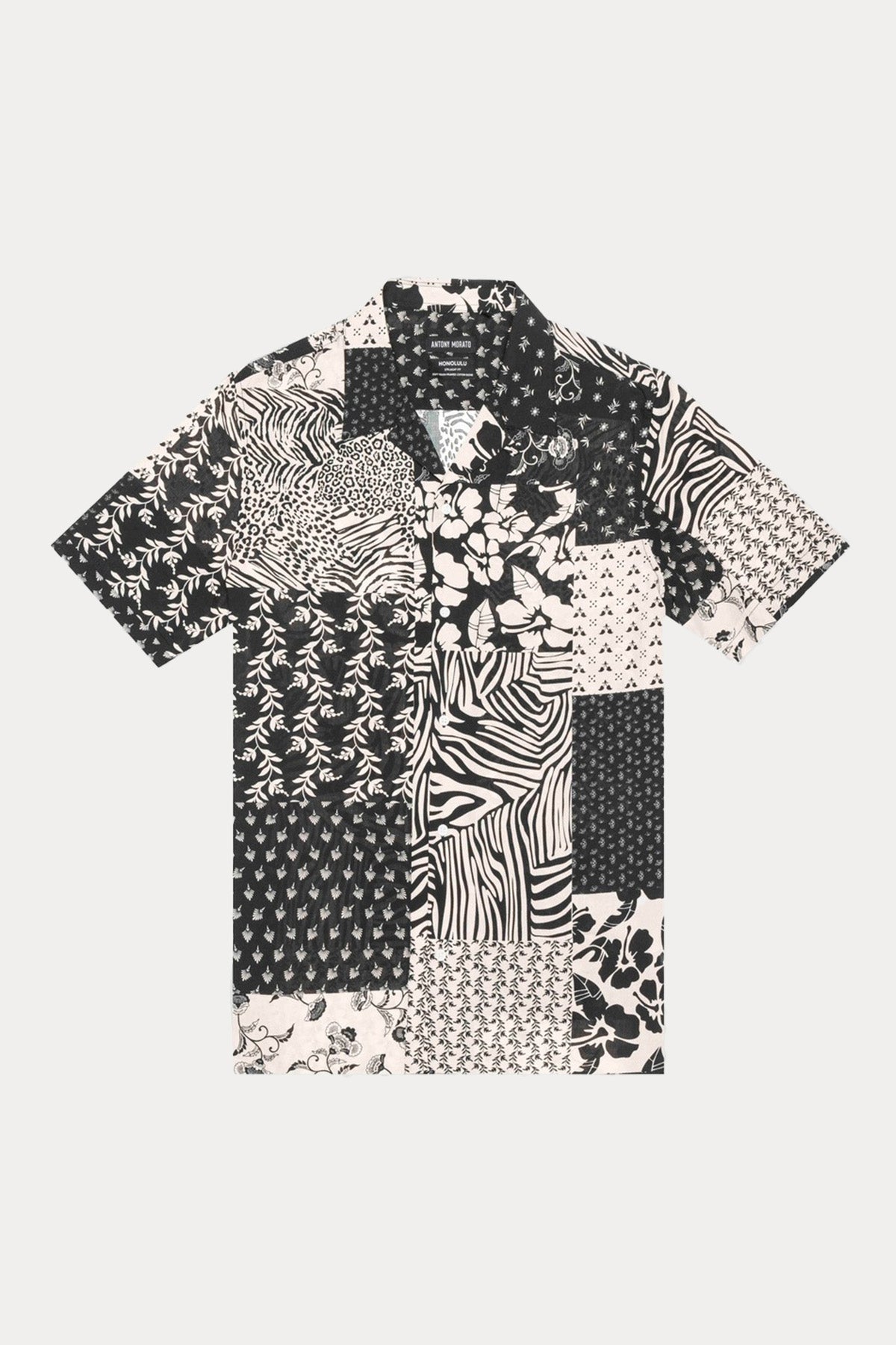 Antony Morato Straight Fit Kamp Yaka Patchwork Desenli Gömlek-Gömlek-Libas