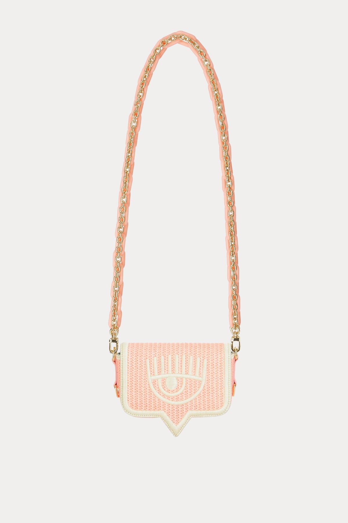 Chiara Ferragni Göz Logolu Hasır Örgü Zincir Askılı Omuz Çantası