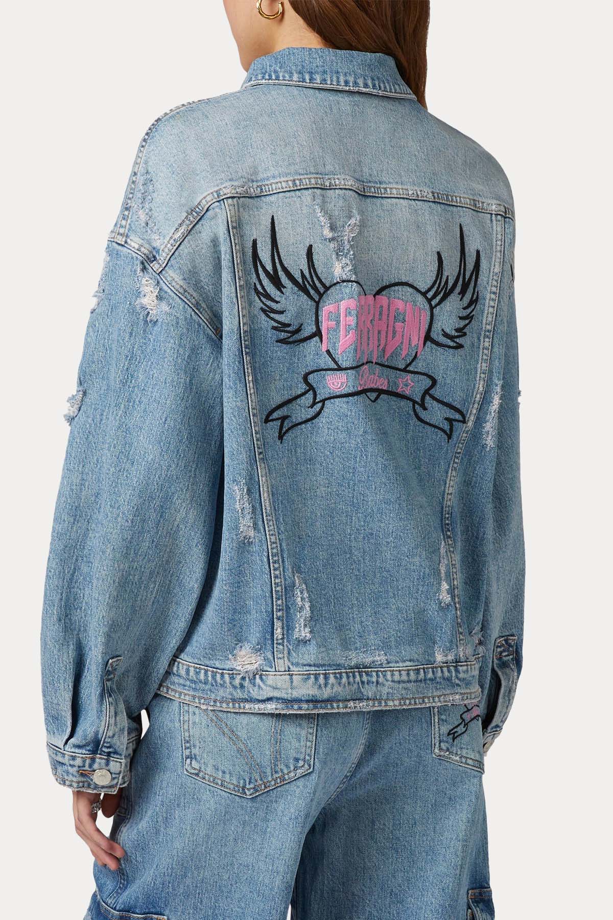 Chiara Ferragni Sırtta Logolu Denim Ceket-Ceket-Libas