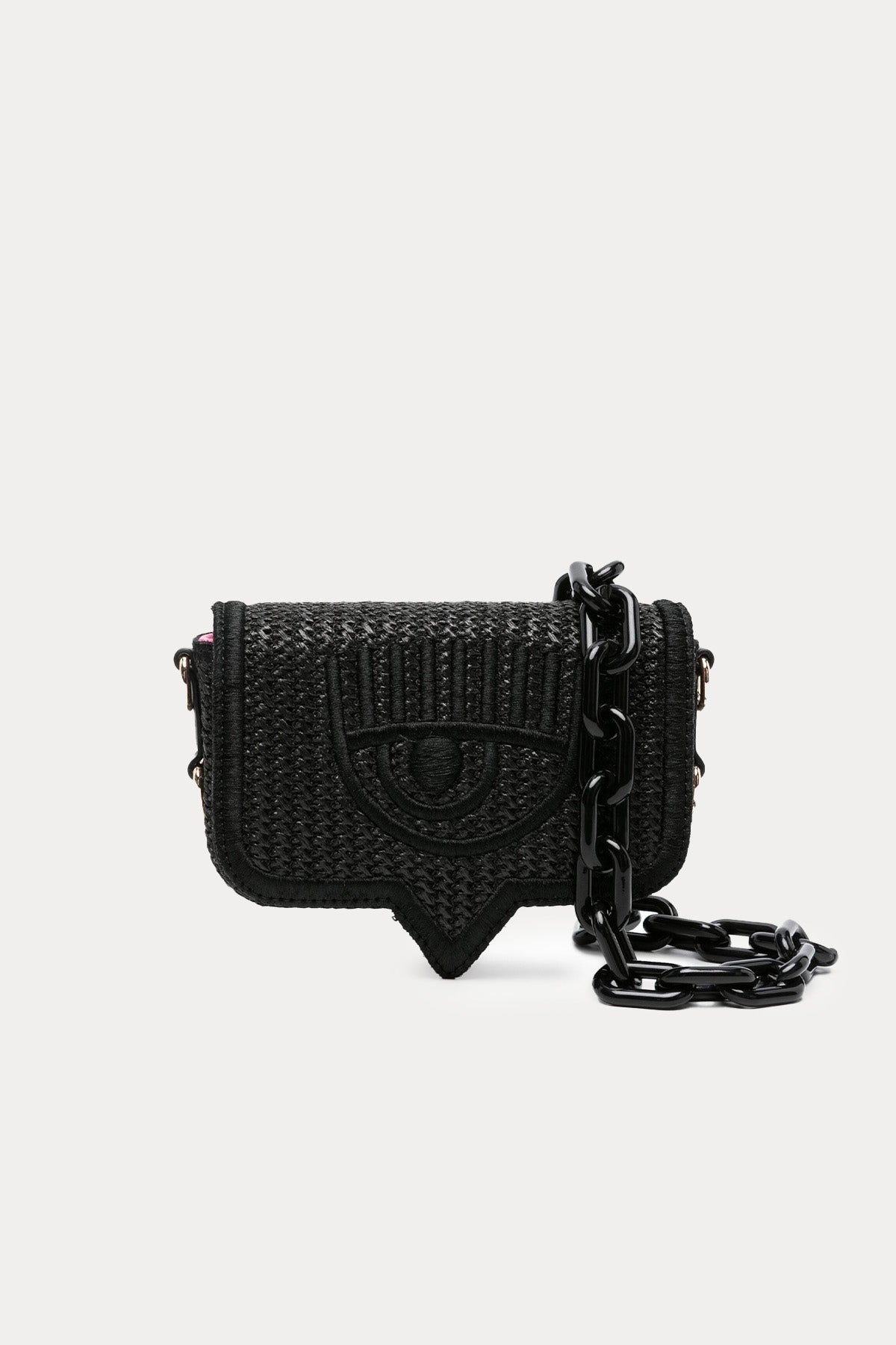 Chiara Ferragni Göz Logolu Hasır Örgü Zincir Askılı Omuz Çantası