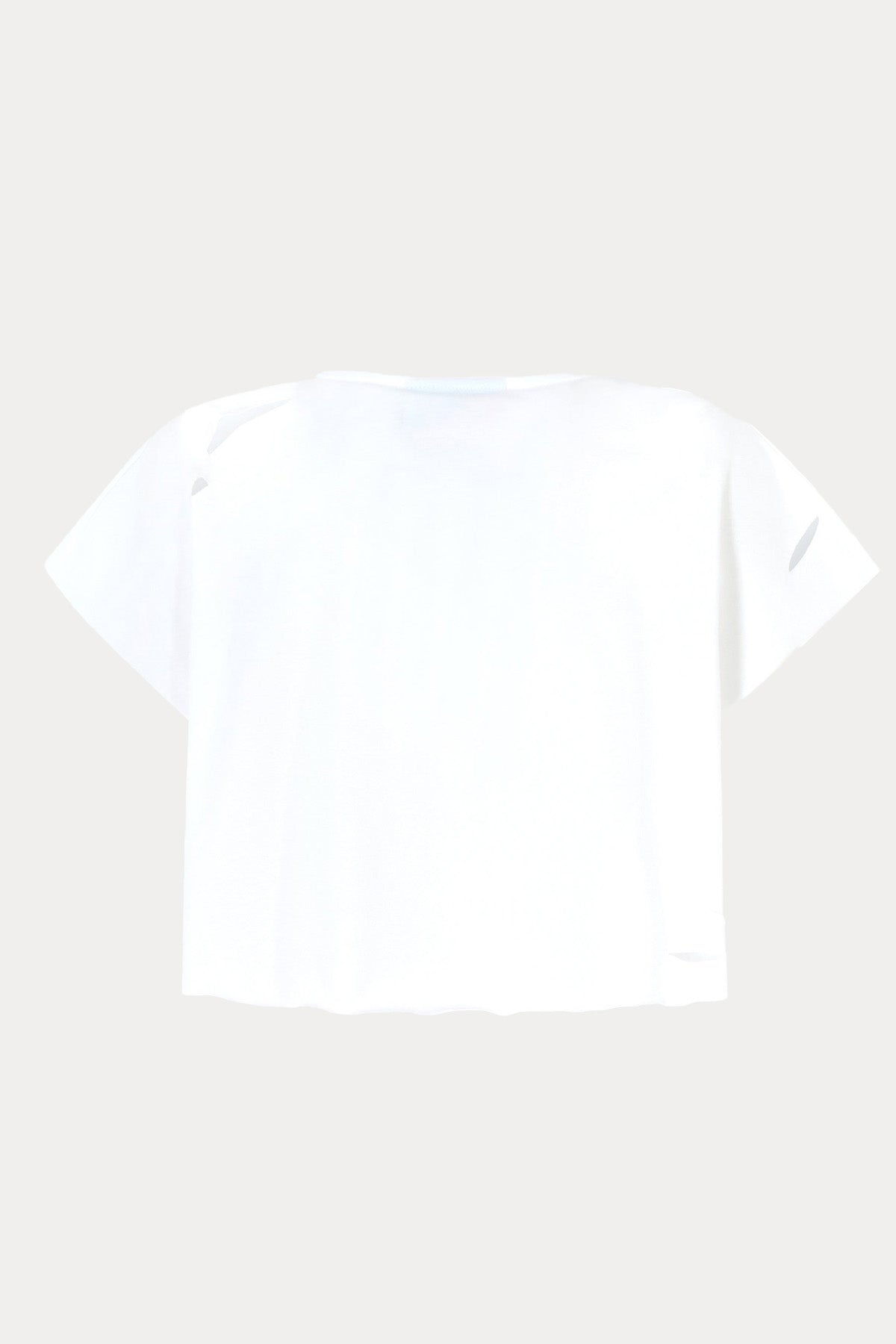 Chiara Ferragni Yuvarlak Yaka Yırtıklı Tasarım Logolu Crop T-shirt-T-shirt-Libas