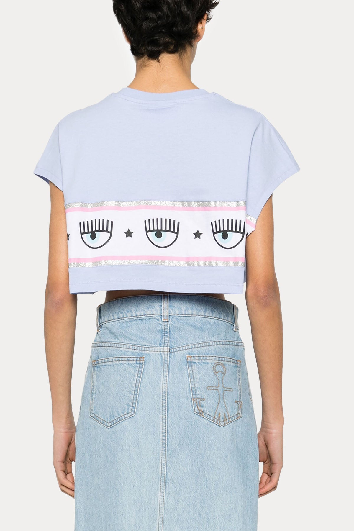 Chiara Ferragni Yuvarlak Yaka Logolu Crop T-shirt