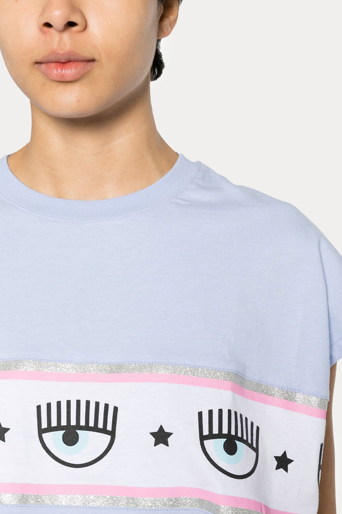 Chiara Ferragni Yuvarlak Yaka Logolu Crop T-shirt