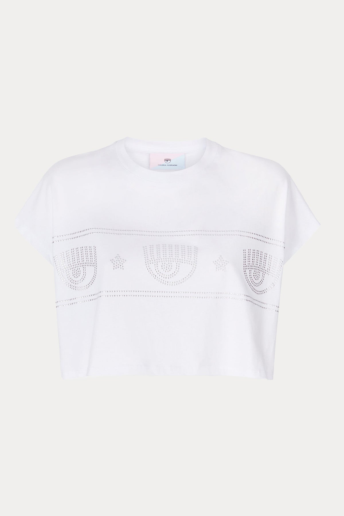 Chiara Ferragni Yuvarlak Yaka Troklu Logolu Crop T-shirt