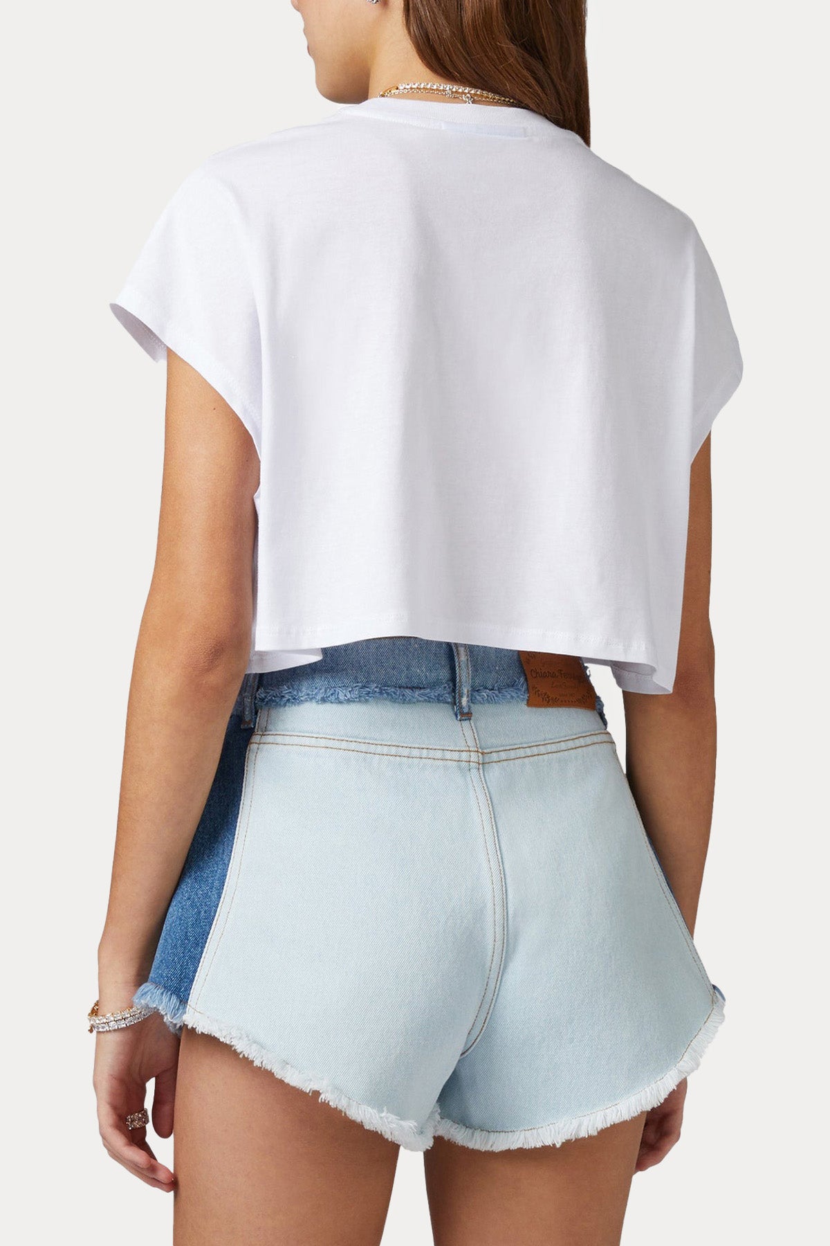 Chiara Ferragni Yuvarlak Yaka Troklu Logolu Crop T-shirt