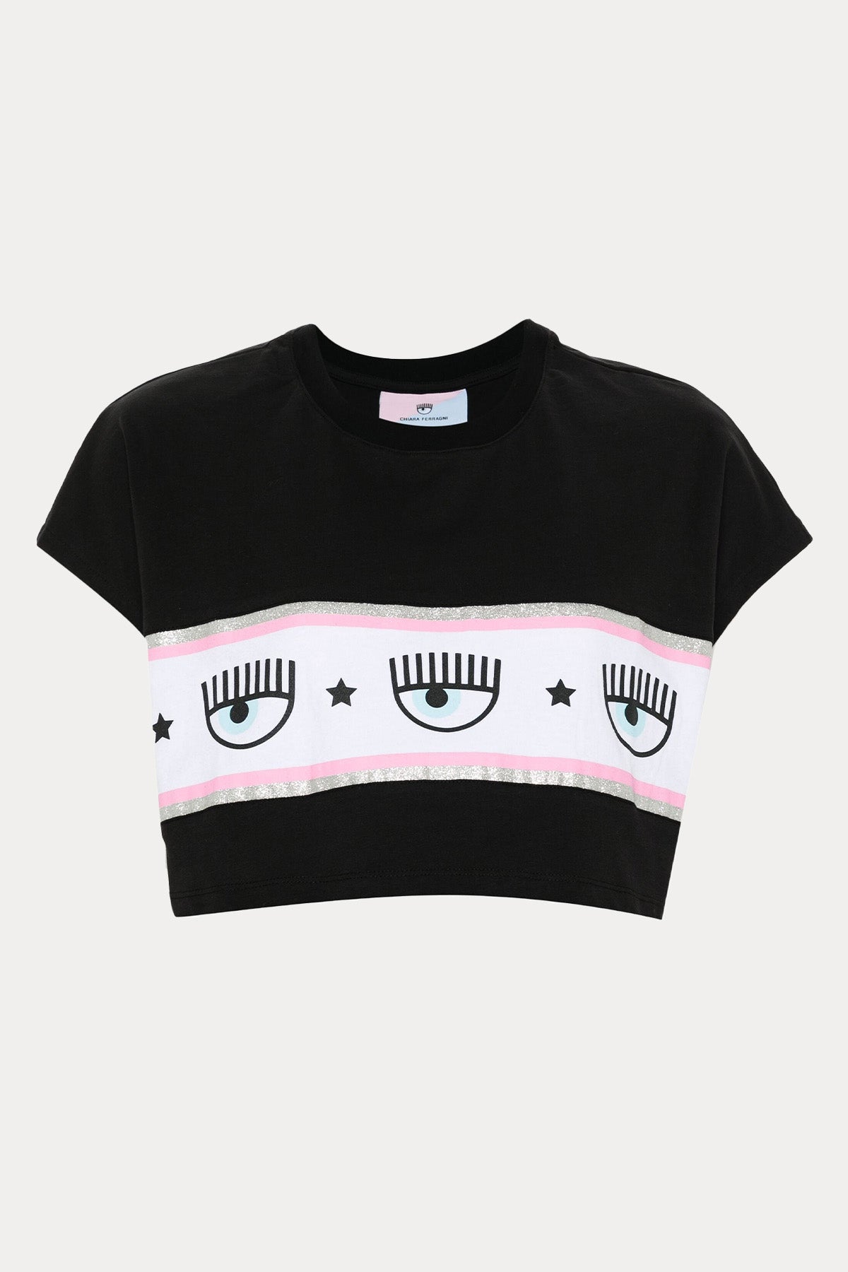 Chiara Ferragni Yuvarlak Yaka Logolu Crop T-shirt