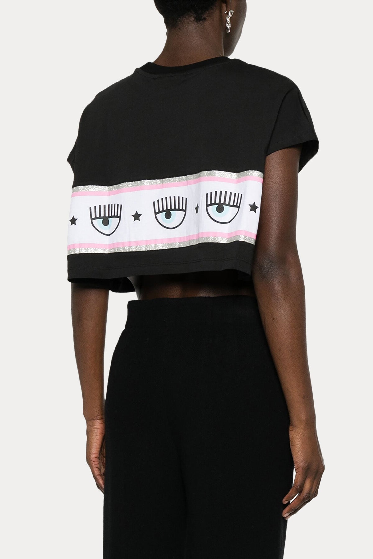 Chiara Ferragni Yuvarlak Yaka Logolu Crop T-shirt