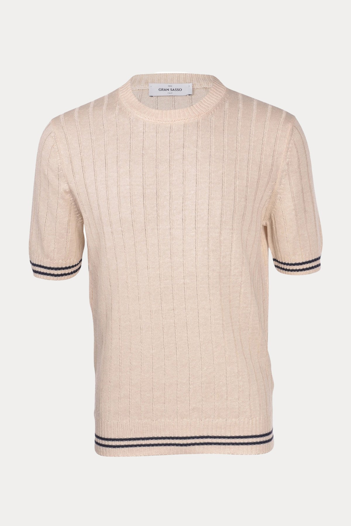 Gran Sasso Yuvarlak Yaka Örgü Keten T-shirt