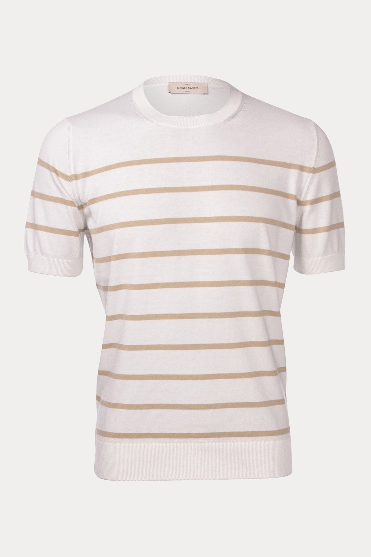 Gran Sasso Yuvarlak Yaka Çizgili Örgü T-shirt-T-shirt-Libas