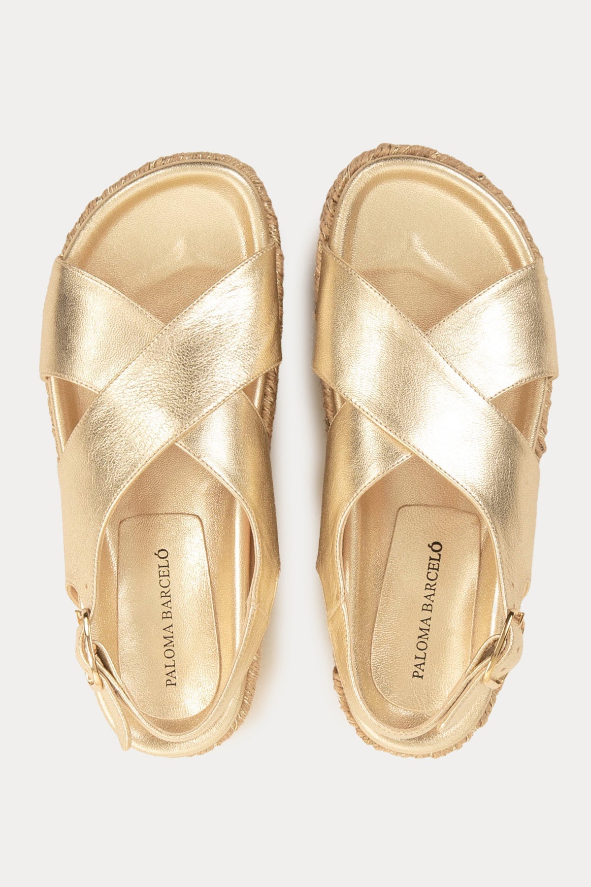 Paloma Barcelo Basima Hasır Detaylı Deri Sandalet
