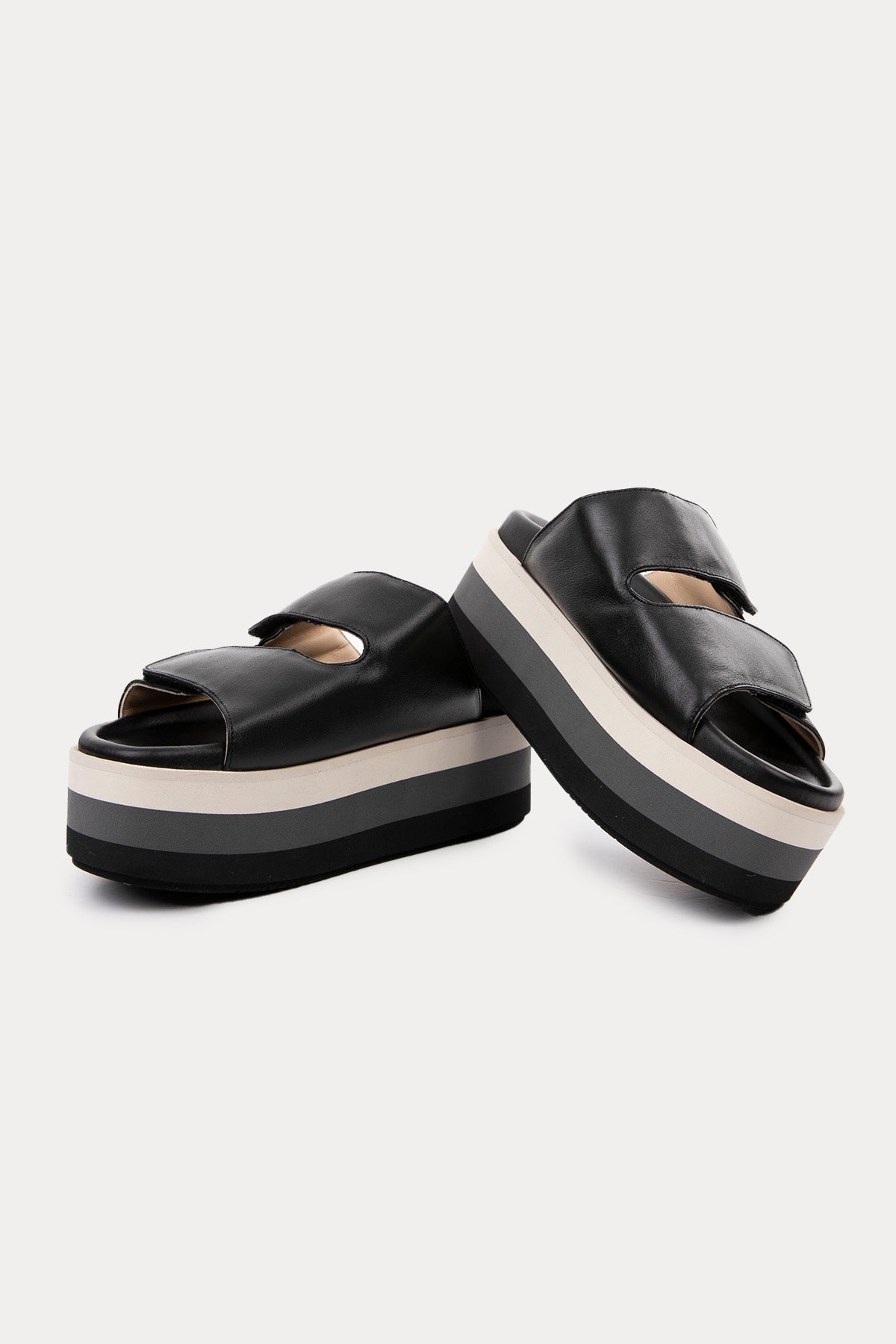 Paloma Barcelo Persa Platform Tabalı Cırt Cırt Bantlı Deri Terlik