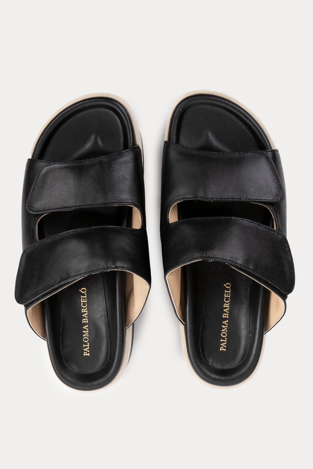 Paloma Barcelo Persa Platform Tabalı Cırt Cırt Bantlı Deri Terlik