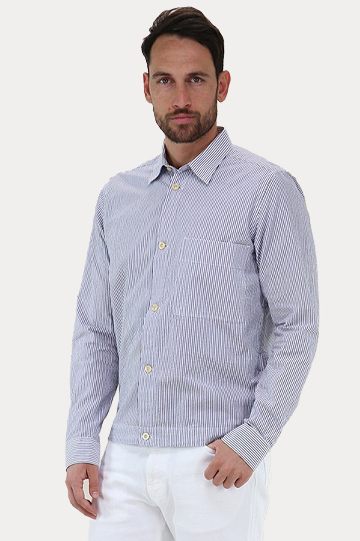 Tintoria Mattei Regular Fit Cep Detaylı Klasik Yaka Gömlek