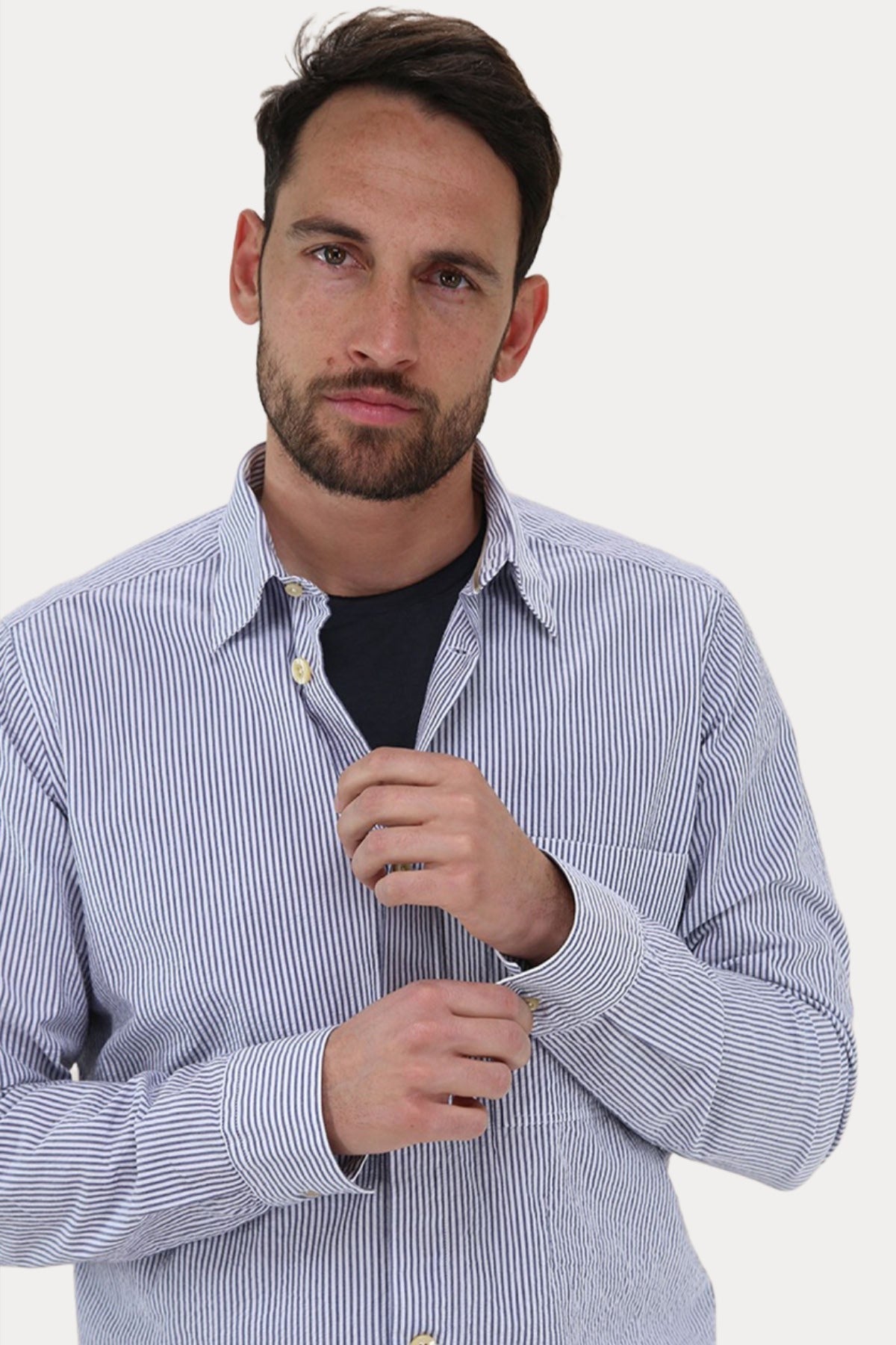 Tintoria Mattei Regular Fit Cep Detaylı Klasik Yaka Gömlek