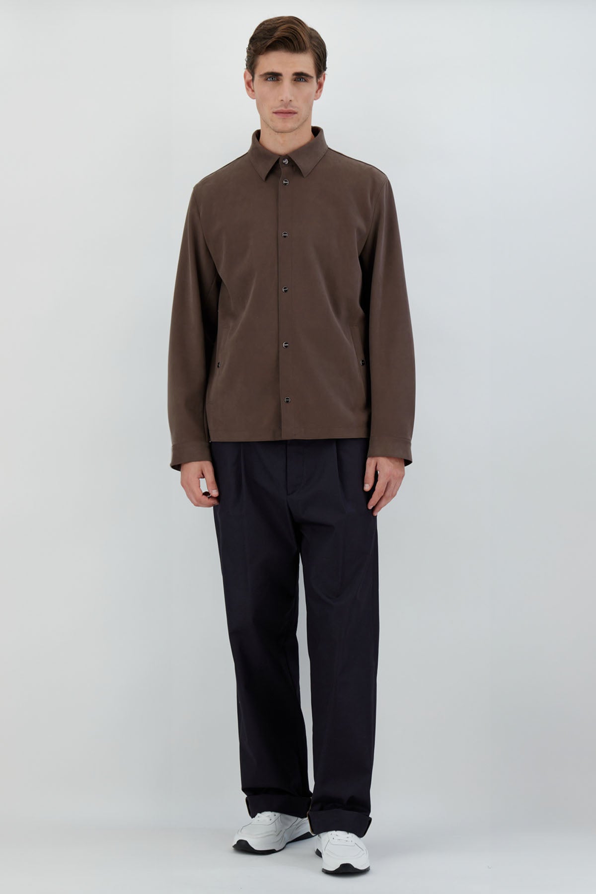 Herno Cep Detaylı Alcantara Kumaş Gömlek Ceket