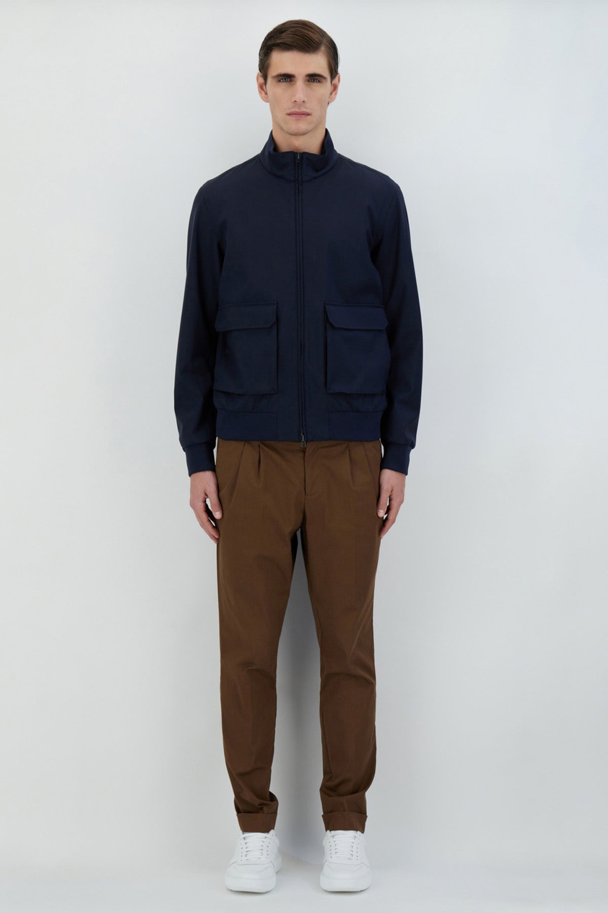 Herno Cep Detaylı Dik Yaka Yün Mont Ceket