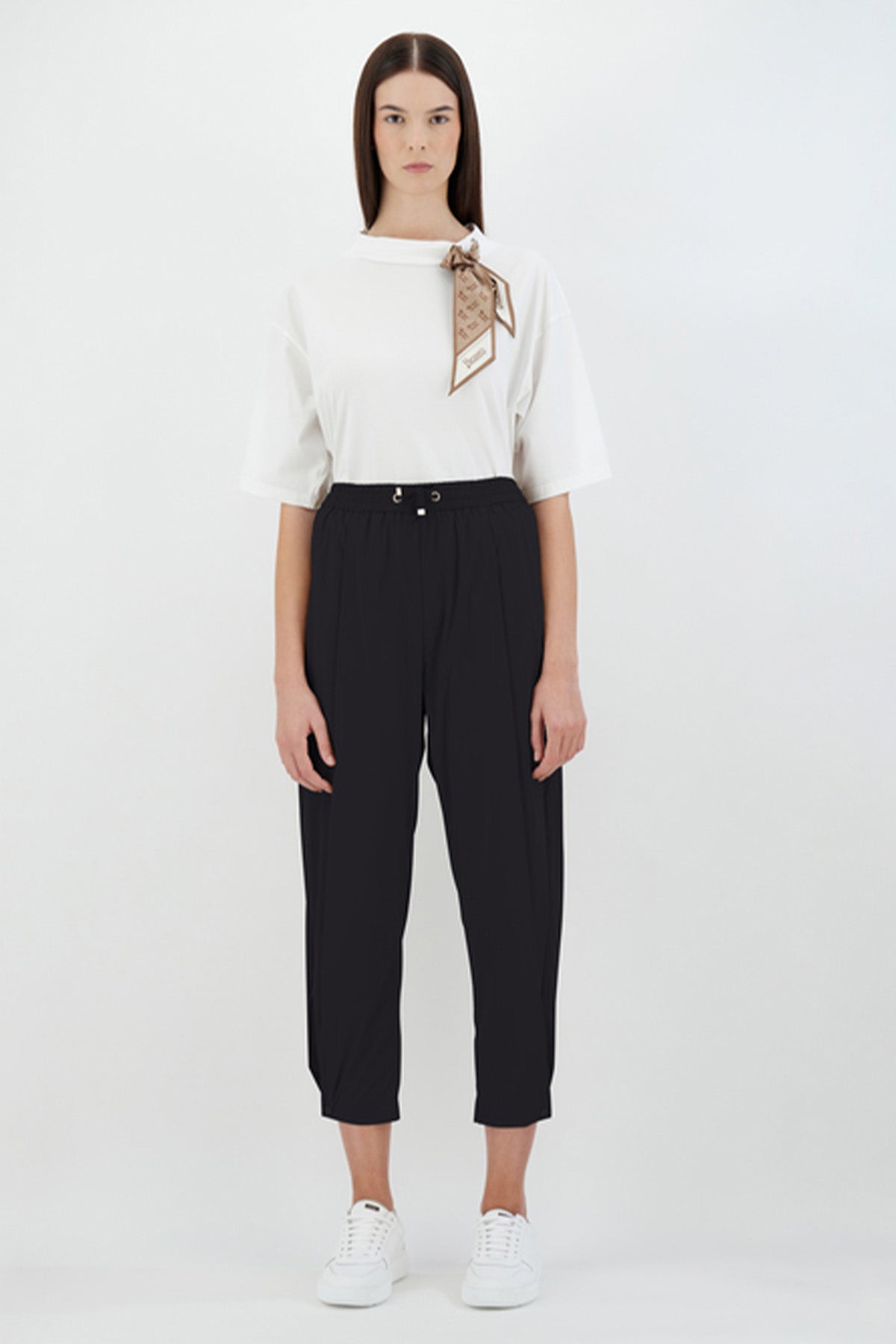 Herno Beli Lastikli Pileli Yüksek Bel Pantolon