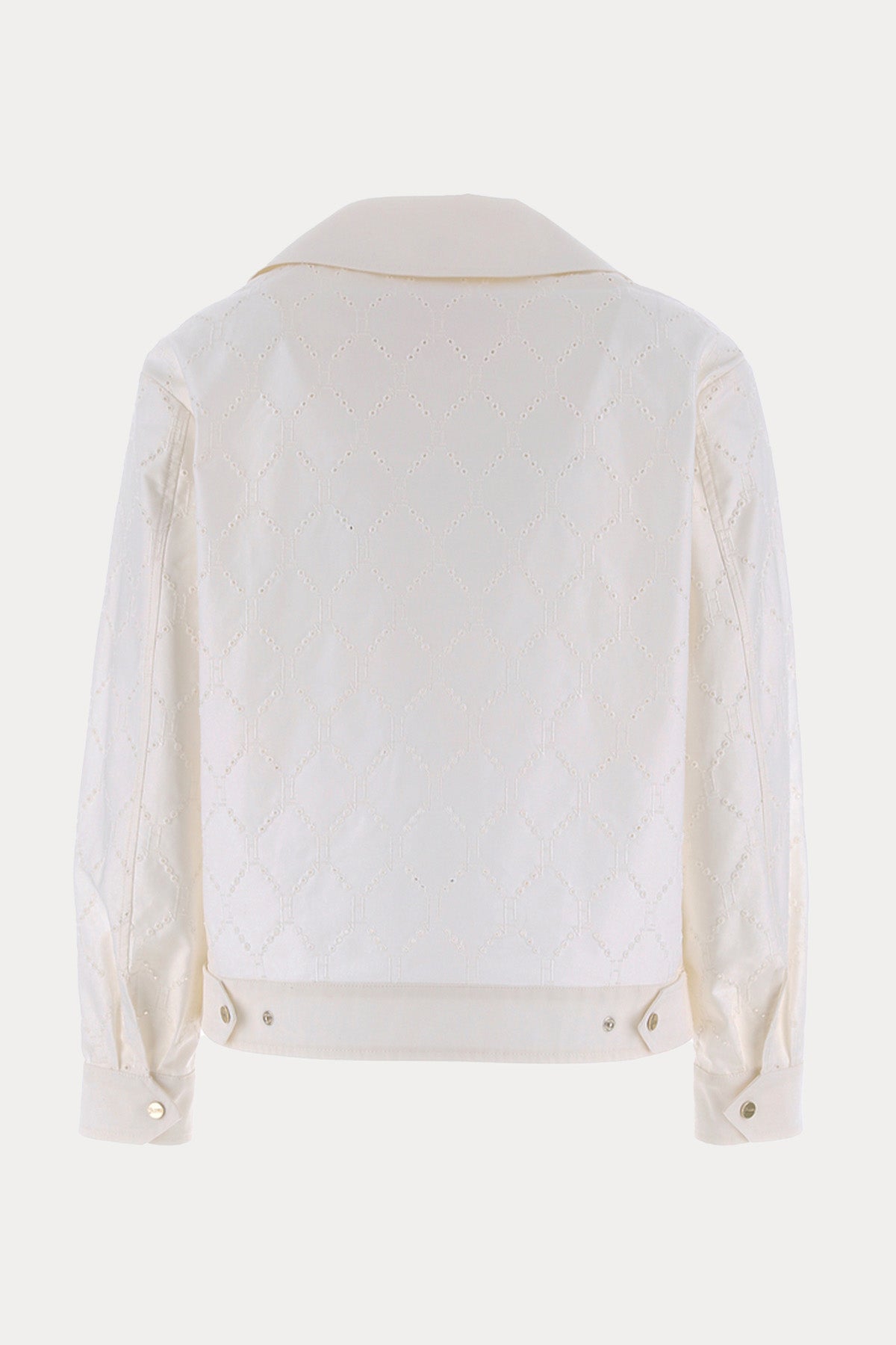 Herno Çapraz Fermuarlı Lazer Kesim Nakış Detaylı Ceket