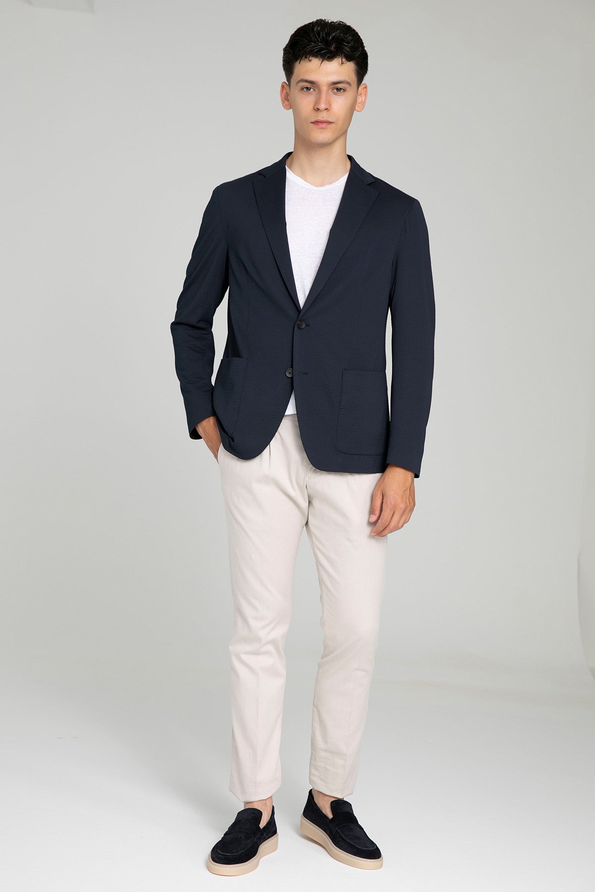 Fradi Gofre Kumaş Streç Teknik Blazer Ceket