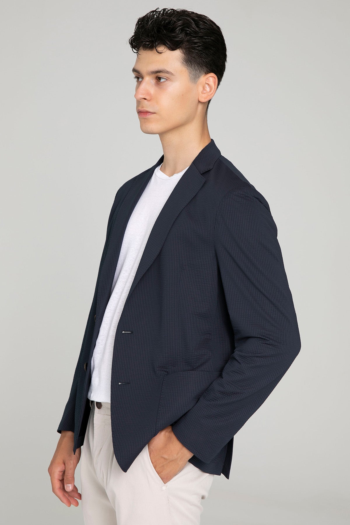 Fradi Gofre Kumaş Streç Teknik Blazer Ceket