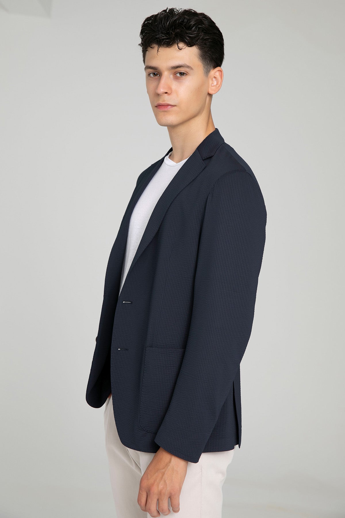 Fradi Gofre Kumaş Streç Teknik Blazer Ceket