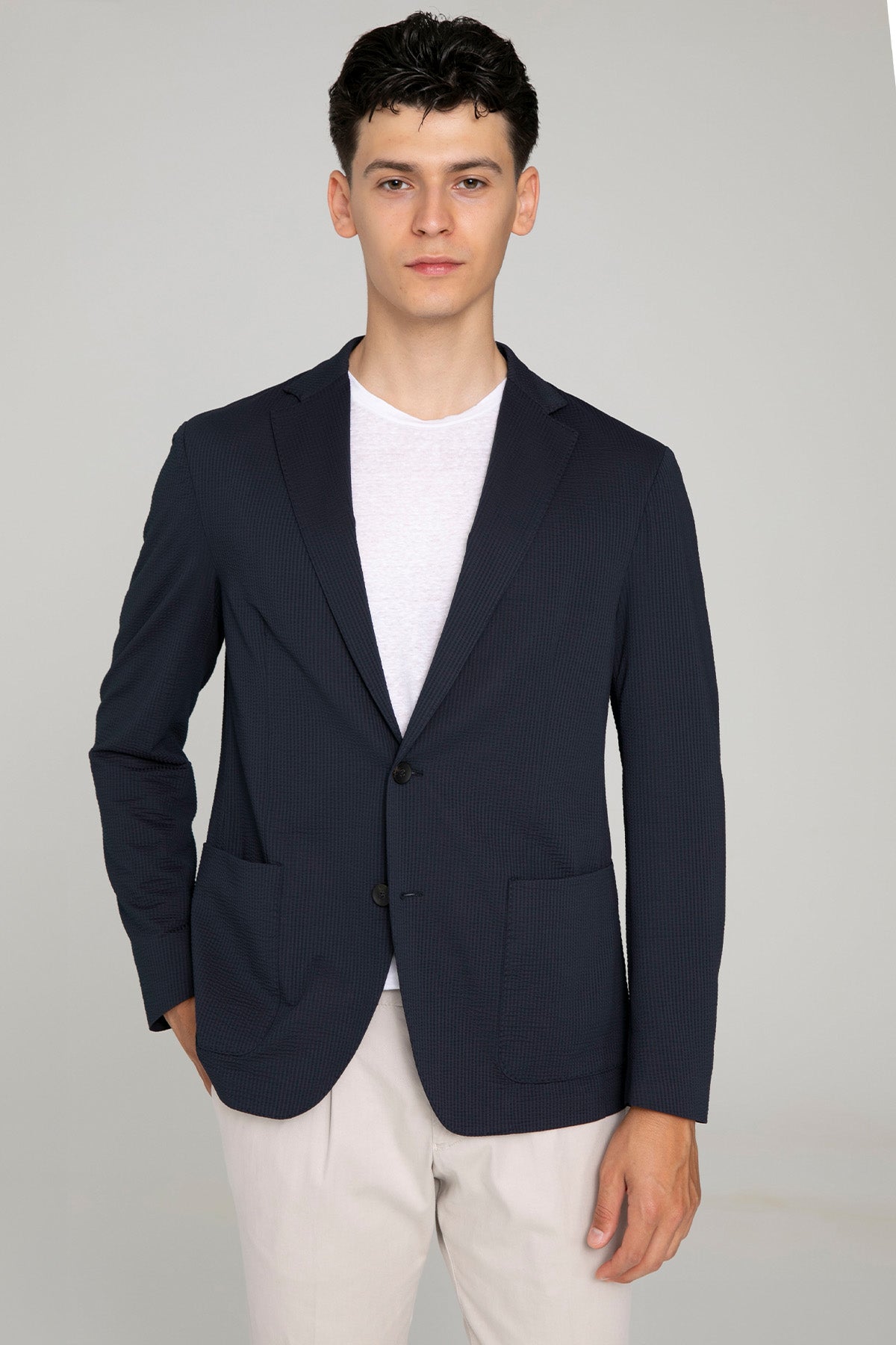 Fradi Gofre Kumaş Streç Teknik Blazer Ceket