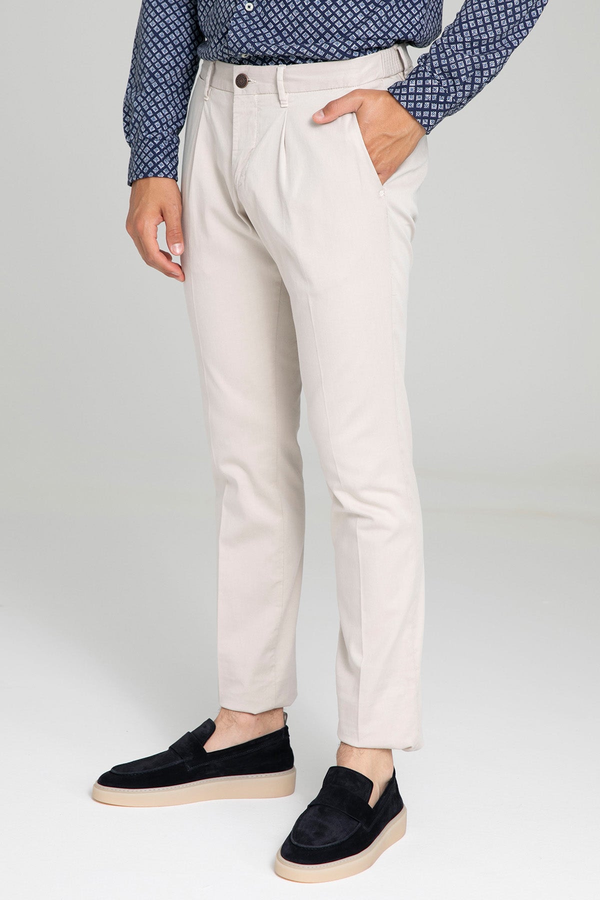 Fradi Slim Fit Beli Lastikli Yandan Cepli Tek Pile Pantolon