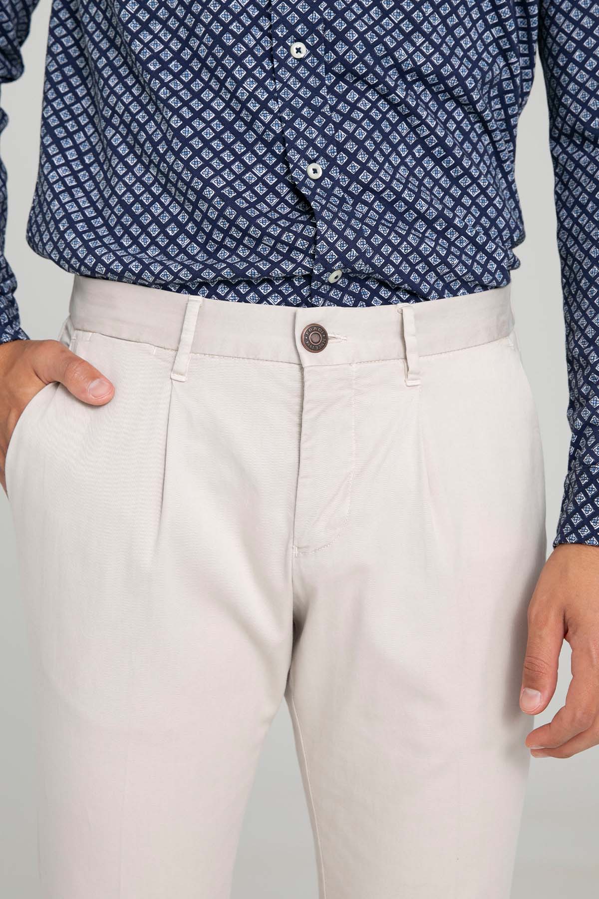 Fradi Slim Fit Beli Lastikli Yandan Cepli Tek Pile Pantolon-Pantolon-Libas
