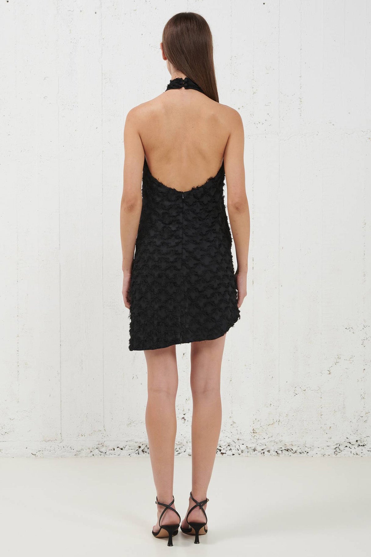 Stelios Koudounaris Sırt Dekolteli Asimetrik Kesim Mini Abiye Elbise