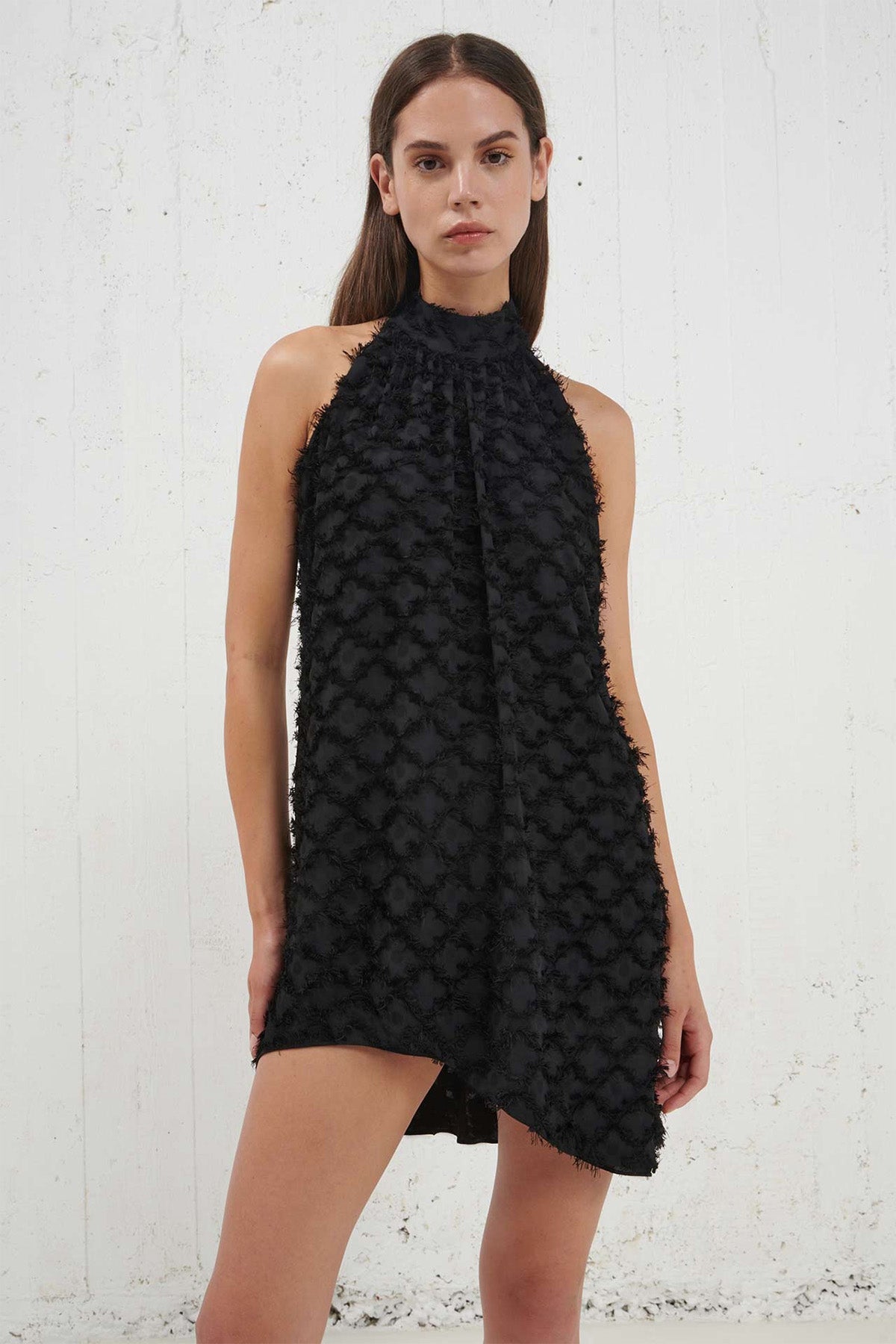 Stelios Koudounaris Sırt Dekolteli Asimetrik Kesim Mini Abiye Elbise