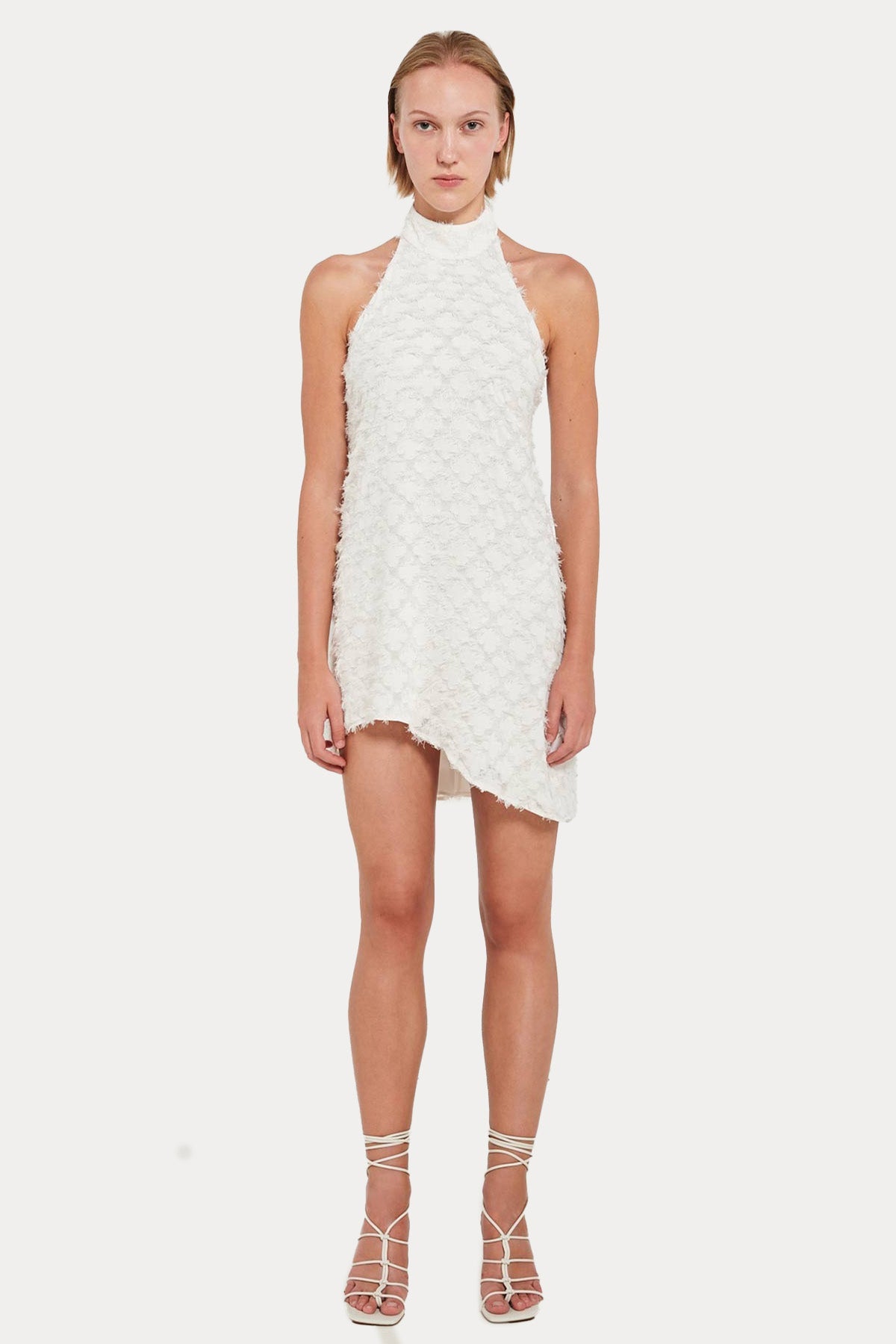 Stelios Koudounaris Sırt Dekolteli Asimetrik Kesim Mini Abiye Elbise