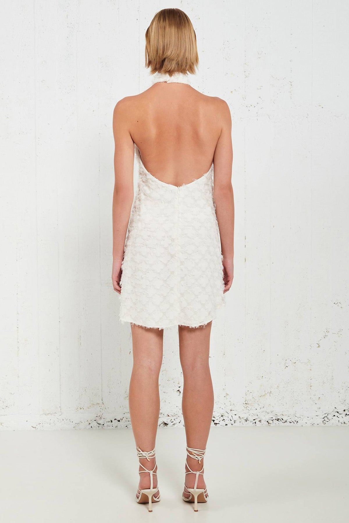 Stelios Koudounaris Sırt Dekolteli Asimetrik Kesim Mini Abiye Elbise