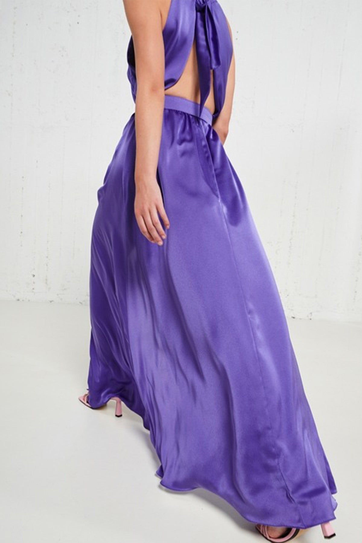 Stelios Koudounaris Boyundan Bağlamalı Kemerli Maxi Abiye Elbise