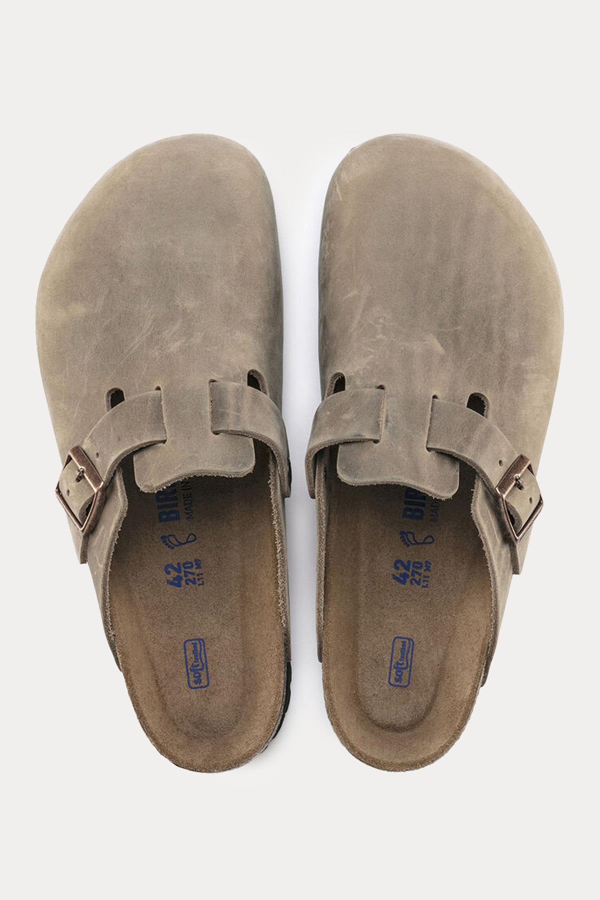 Birkenstock Boston Tek Tokalı Doğal Nubuk Deri Terlik-Terlik-Libas