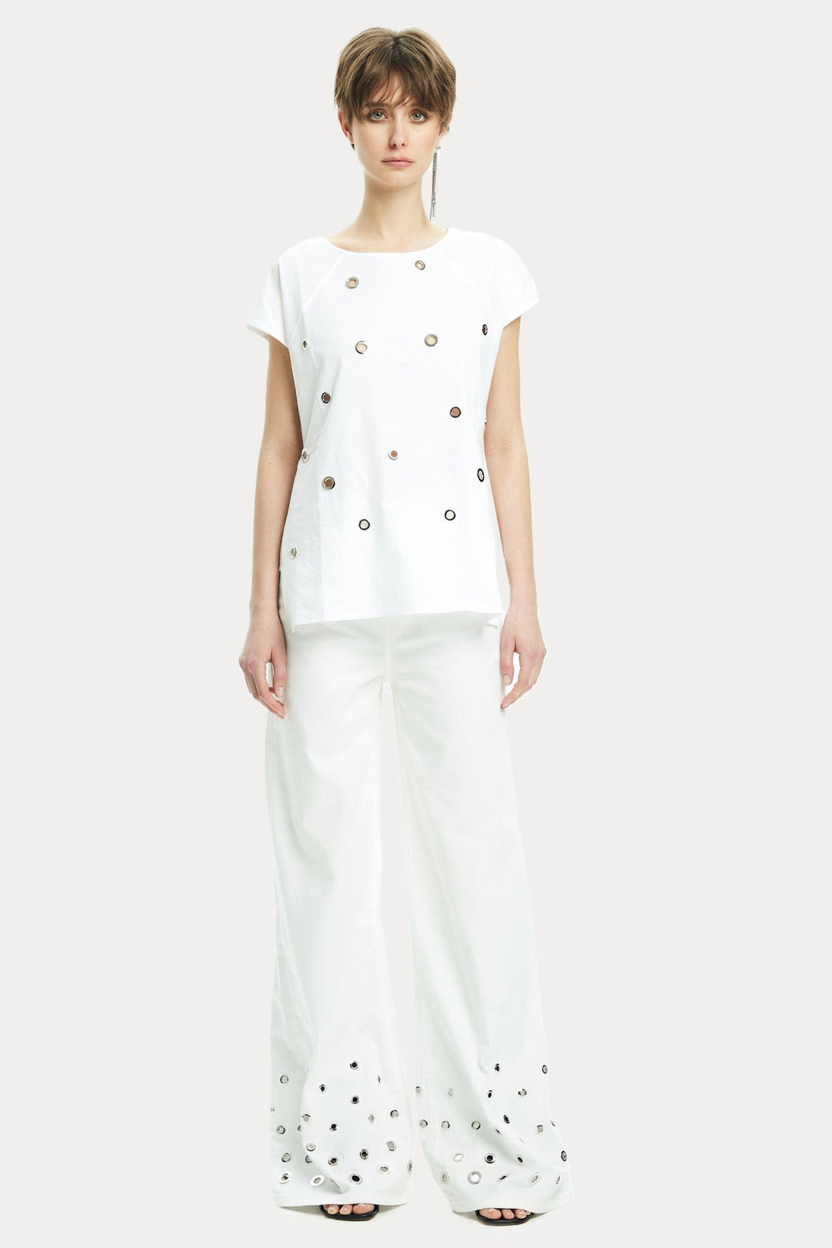 Ixos Yuvarlak Yaka Metal Halkalı Bluz