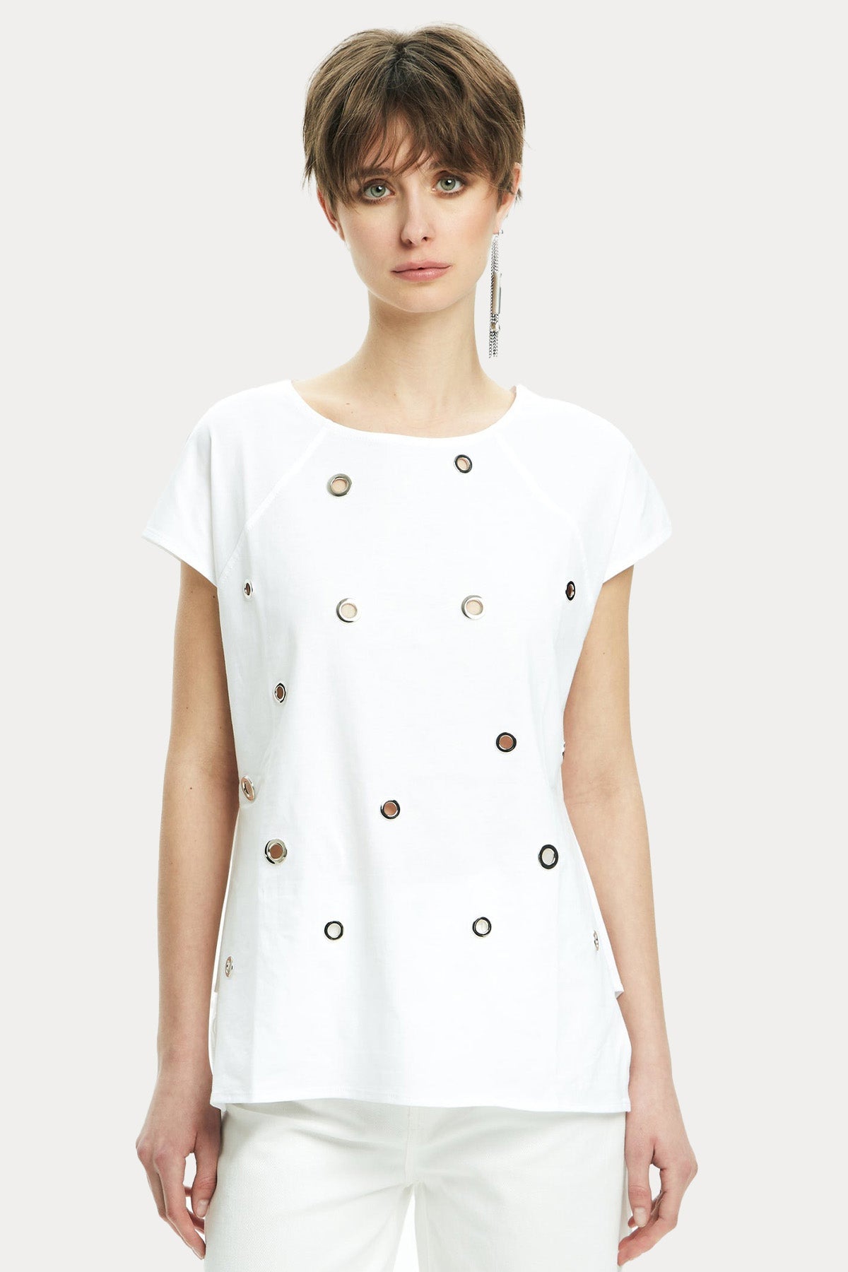 Ixos Yuvarlak Yaka Metal Halkalı Bluz